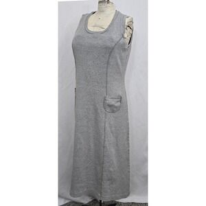 Vintage Lemi's‎ Studio Made in USA Gray Cotton Midi Dress Sleeveless Pockets M